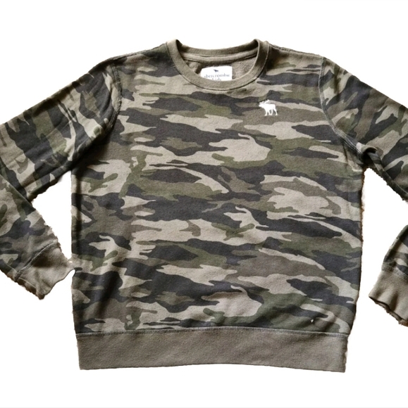 Abercrombie Kids Camouflage Sweatshirt Size 15-16 Colors Camo Greens - Picture 1 of 6
